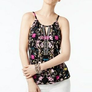 floral cut out tank